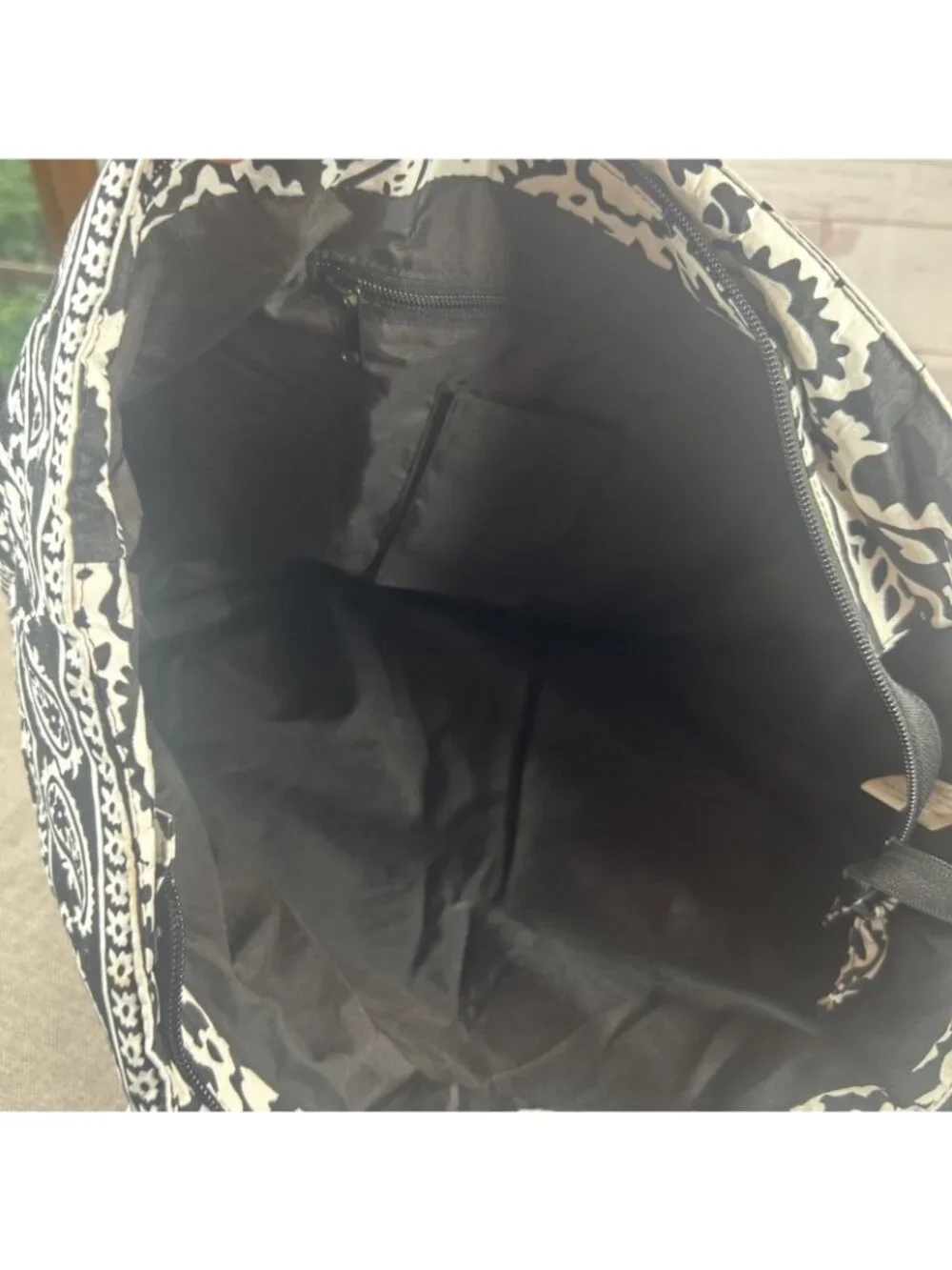 Unbranded Black White Paisley Floral Zip Tote W/ Sides Diaper Travel Work Bag